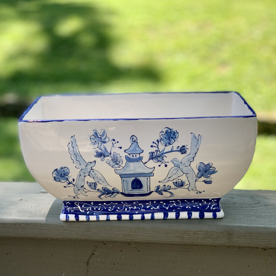 Hand Painted Monogram Chinoiserie Rectangular Planter – For Pete's Sake ...