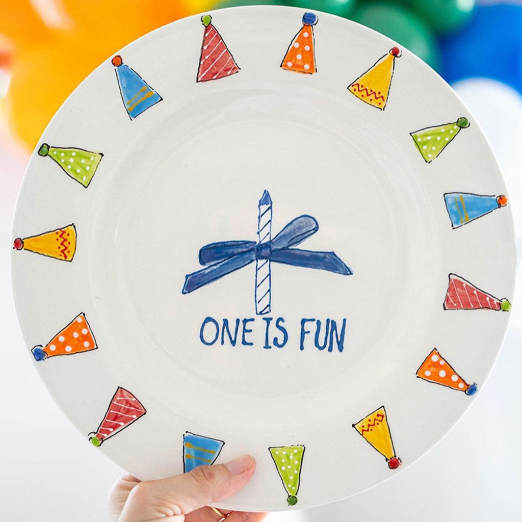 Fun Custom Plate One Is Fun Birthday Plate – For Pete's Sake Pottery