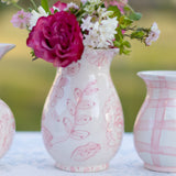 8" Pink and White Floral Pattern Vase