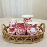 Red and White Floral Ruffle Vase