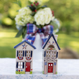 Patriotic Tall House Village Lantern