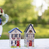Patriotic Tall House Village Lantern