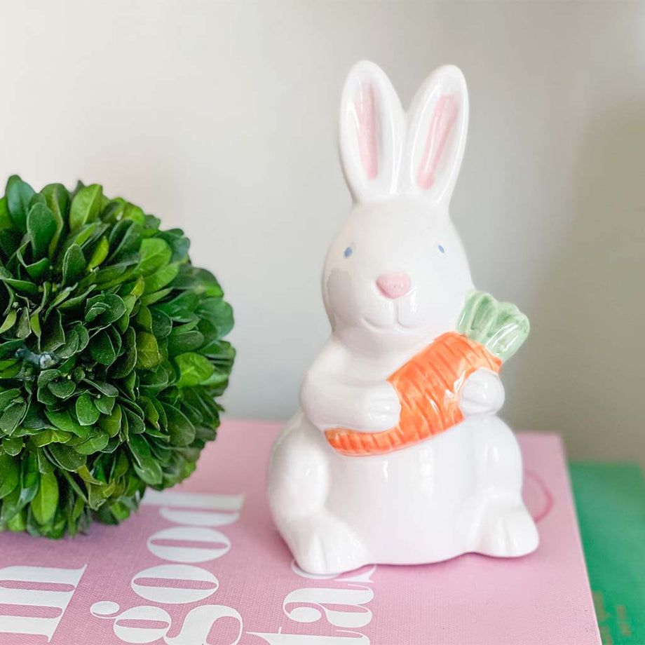 Modern Tall Chinoiserie Ceramic Bunny