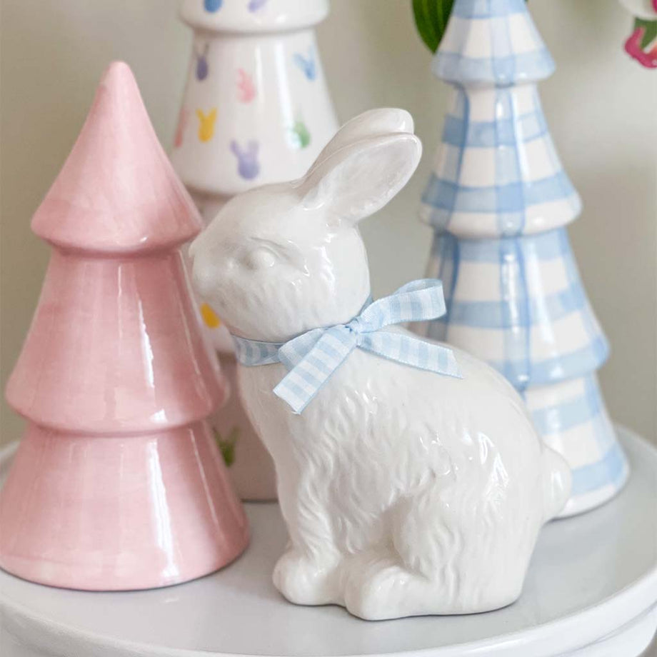 Modern Tall Chinoiserie Ceramic Bunny