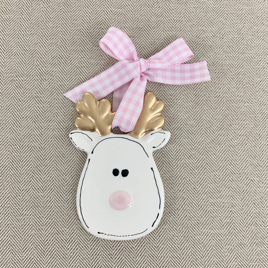 Gold and White Reindeer Christmas Ornament