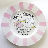 Personalized Birth Announcement Plate - Pink