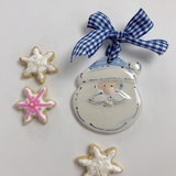 Soft Blue Santa Face Christmas Ornament