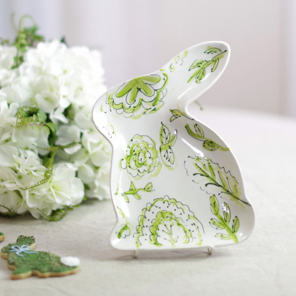 Lucky Rabbit Potteryのサーモンディナープレート アンティーク ラヴィエ 小鳥柄 オーバル皿 フランスアンティーク