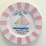 Personalized Birth Announcement Plate - Pink