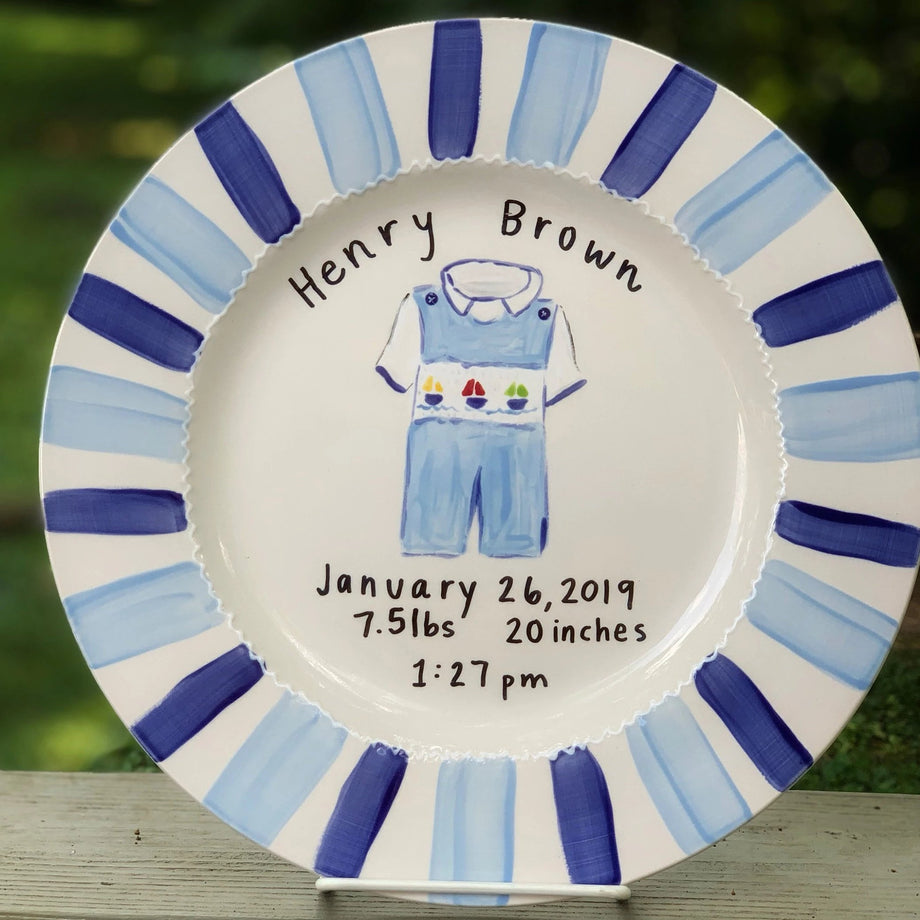 Personalized Birth Announcement Plate Baby Boy