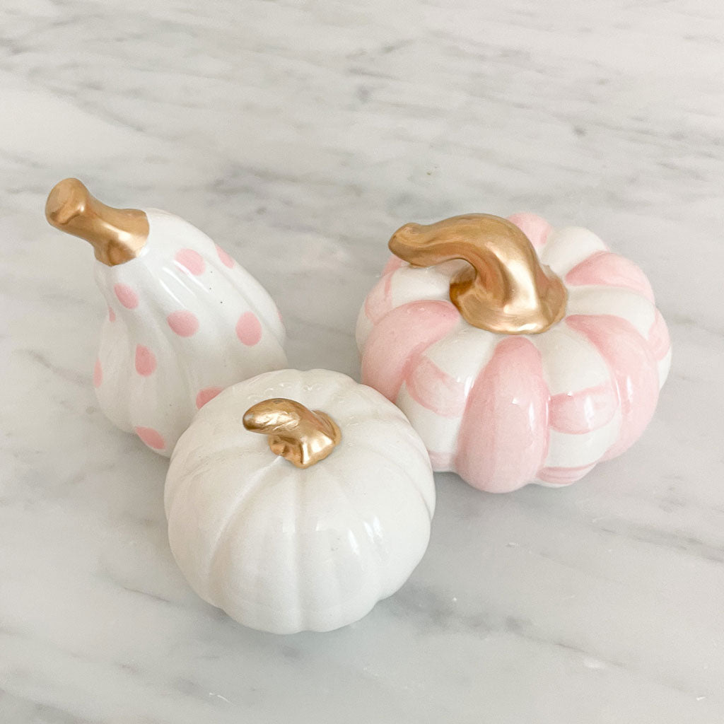 Pink mini pumpkin ceramic set
